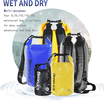 Dry Bags for Kayaking Waterproof 2L/5L/10L/15L/20L, Small Dry Bag Waterproof Floating, Dry Sack Waterproof Bag for Paddleboarding Travel