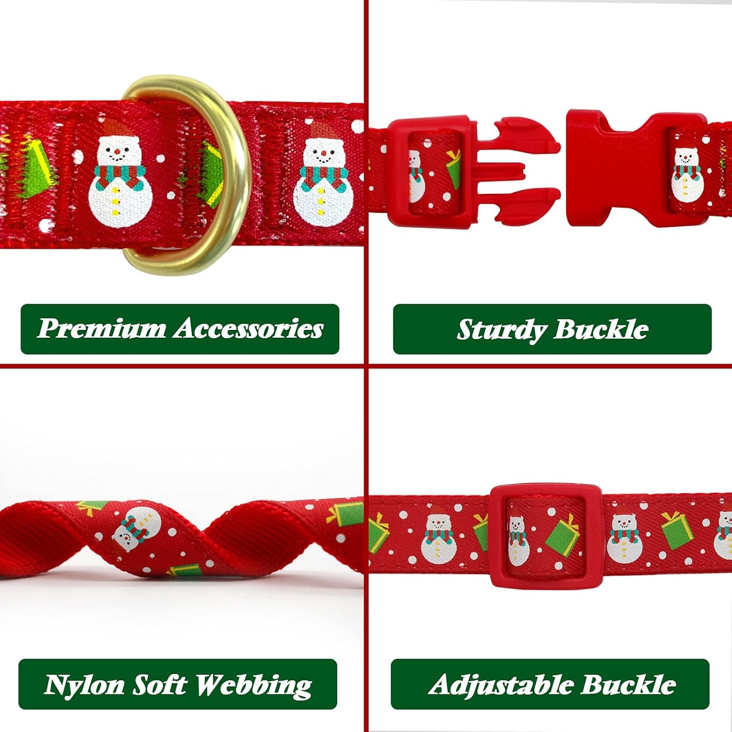 Christmas Dog Collar Adjustable Xmas Dog Collar with Christmas Antler Bow Tie Accessories Snowman Dog Collar for Medium Dogs