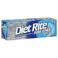 Diet Rite Pure Zero Cola Soda 12oz Cans, Quantity of 12