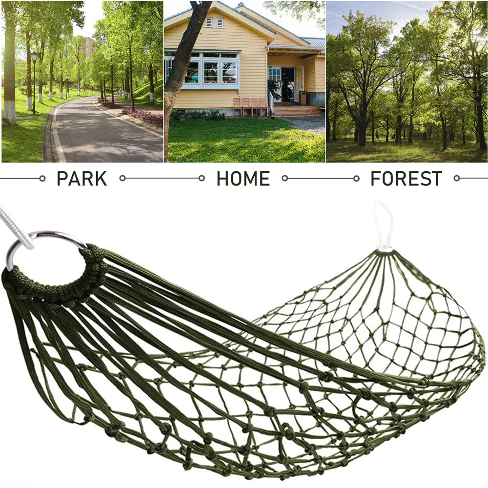 Portable Nylon Mesh Hammock for Outdoor Travel and Camping - Blue, Green, Red Folding Swing Chair Furniture