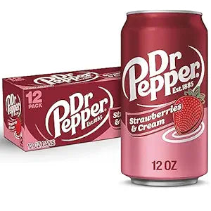 Dr Pepper Strawberries and Cream Soda, 12 fl oz cans, (12 Pack)