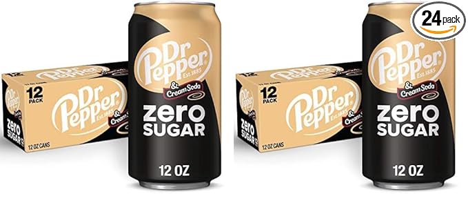 Dr Pepper and Cream Soda Zero Sugar, 12 fl oz cans, 12 pack