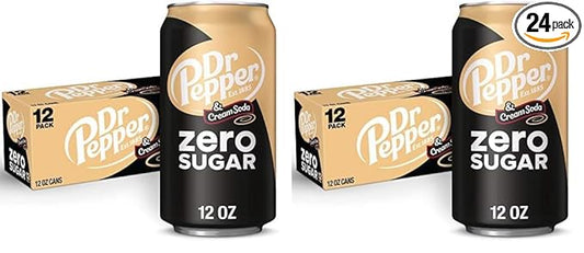 Dr Pepper and Cream Soda Zero Sugar, 12 fl oz cans, 12 pack