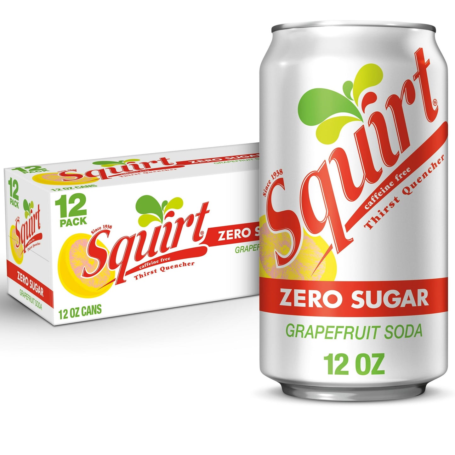 Squirt Zero Sugar Grapefruit Soda, 12 fl oz cans, 12 pack