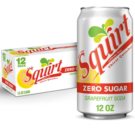 Squirt Zero Sugar Grapefruit Soda, 12 fl oz cans, 12 pack