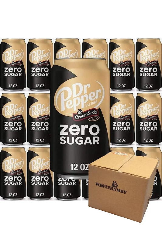 Dr pepper ZERO Cream soda, 12 fl oz, 18 cans, total 216 fl oz