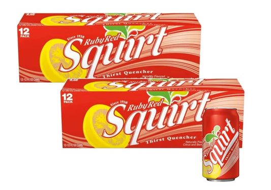 Squirt Ruby Red Grapefruit Soda Beverage Soft Drink Cans - 2 Cases (24 Pack)