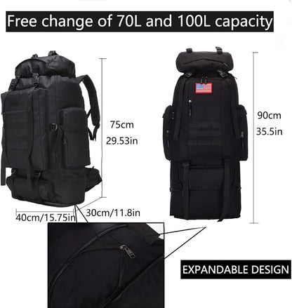 Hiking Backpack for Men 70L/100L Camping Backpack Military Rucksack Molle 3 Days Assault Pack for Climbing