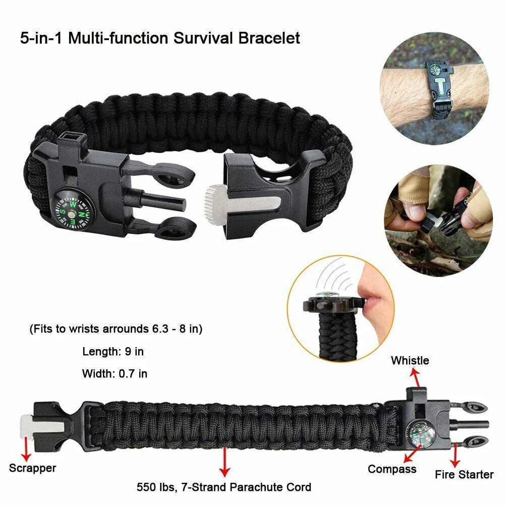 12-In-1 Outdoor Survival Kit - Multifunction Emergency Equipment SOS, First Aid Survival Gear Tool Pack for Outdoor Exploring Hiking Camping Biking Climbing