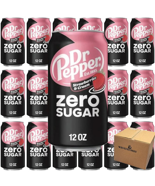 WESTERNMBY New Dr Pepper Strawberry Cream Soda 18 Cans 12 Fl Oz (Zero Sugar)