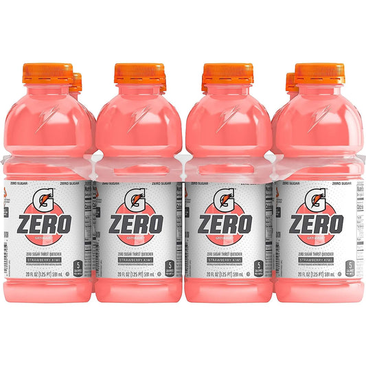 Gatorade Zero Strawberry Kiwi Zero Sugar Thirst Quencher Sports Drink, 20 fl oz, 8 count