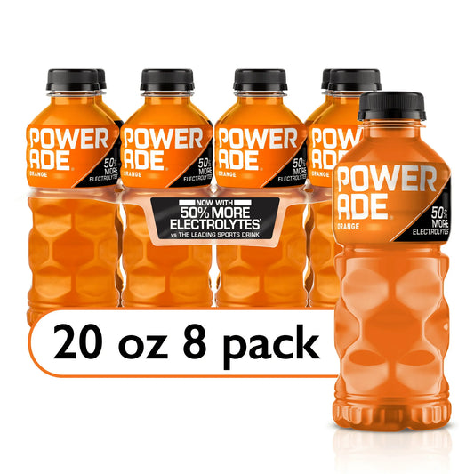 POWERADE Electrolyte Enhanced Orange Sport Drink, 20 fl oz, 8 Count Bottles