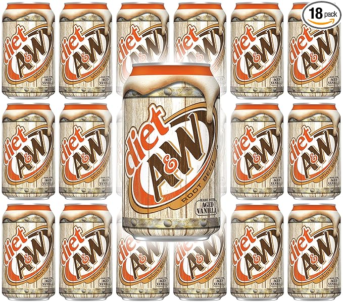 A&W Diet Root Beer, 12 Fl Oz Can, (Pack of 18, Total of 216 Fl Oz)