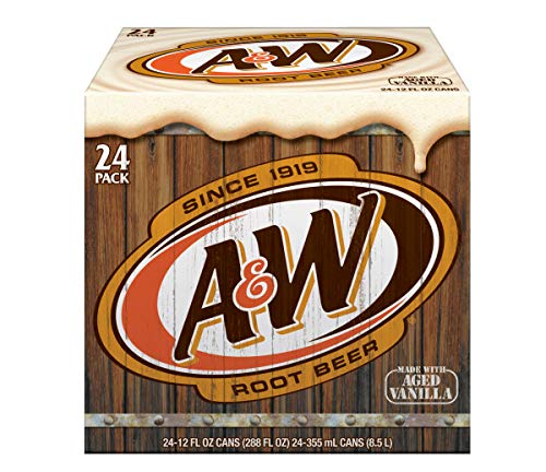 A&W Low Sodium Root Beer Soda Pop, 12 Fl Oz, 24 Pack Cans