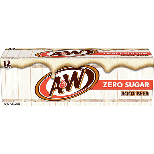 A&W Root Beer, Zero Sugar 12 fl oz (Pack of 12)