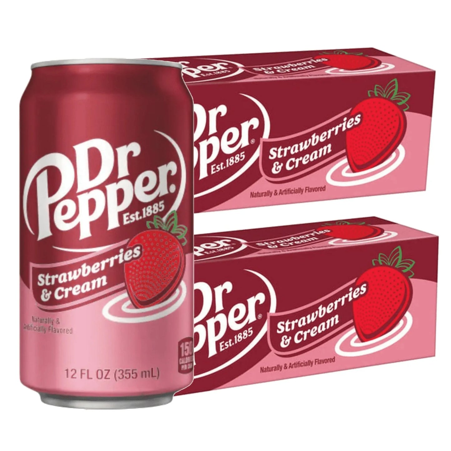 Dr Pepper Strawberries and Cream Soda, 12 Fl Oz, 24 Cans