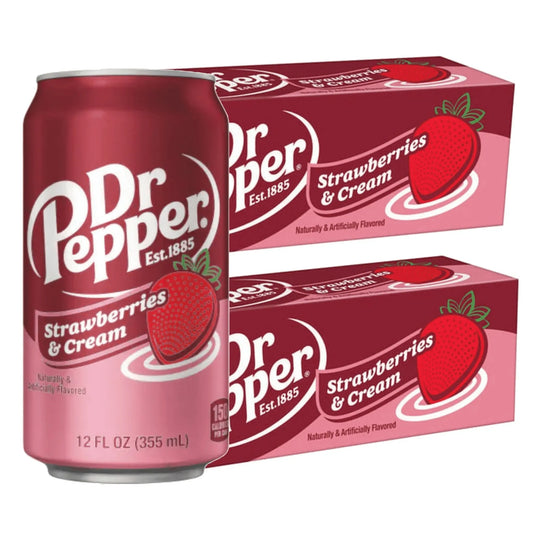 Dr Pepper Strawberries and Cream Soda, 12 Fl Oz, 24 Cans