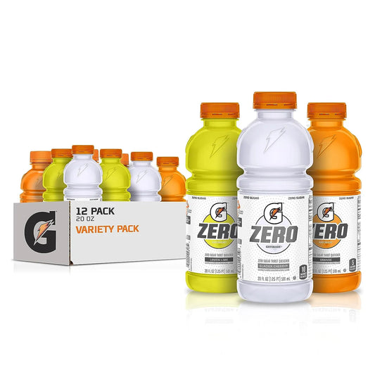 Gatorade Zero Sugar Thirst Quencher, Glacier Cherry Variety Pack, 20 Fl Oz (Pack of 12)