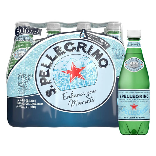 S.Pellegrino Sparkling Natural Mineral Water, 16.9 fl oz, 24 Pack Plastic Bottles