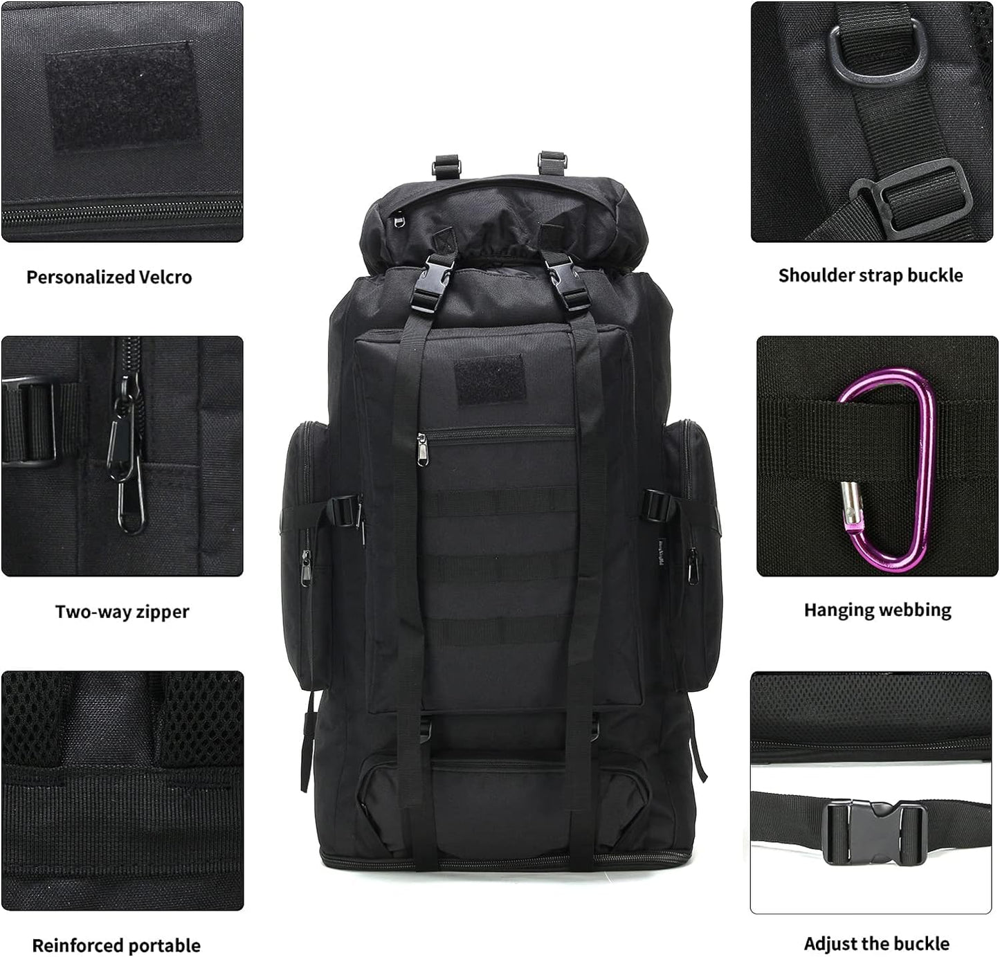 Hiking Backpack for Men 70L/100L Camping Backpack Military Rucksack Molle 3 Days Assault Pack for Climbing