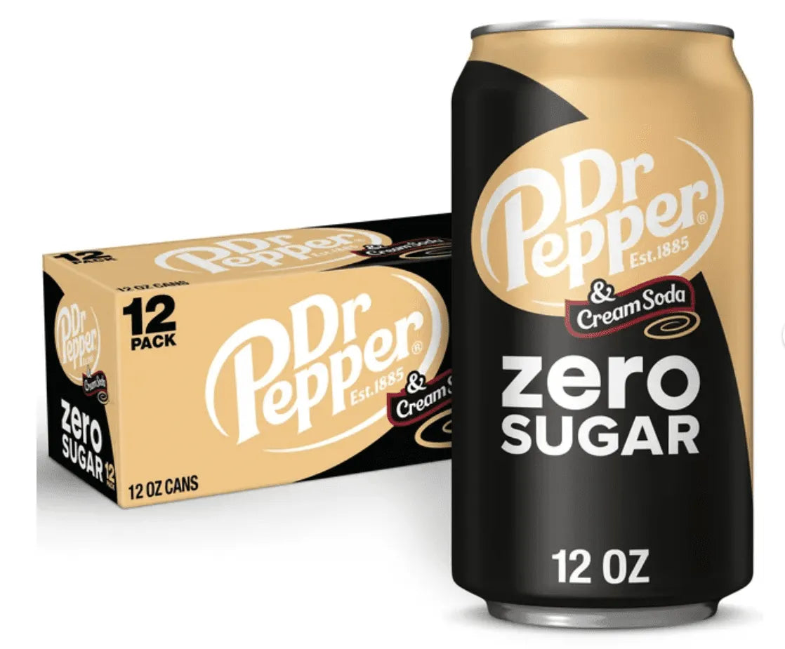 Dr pepper ZERO Cream soda, 12 fl oz, 24 cans