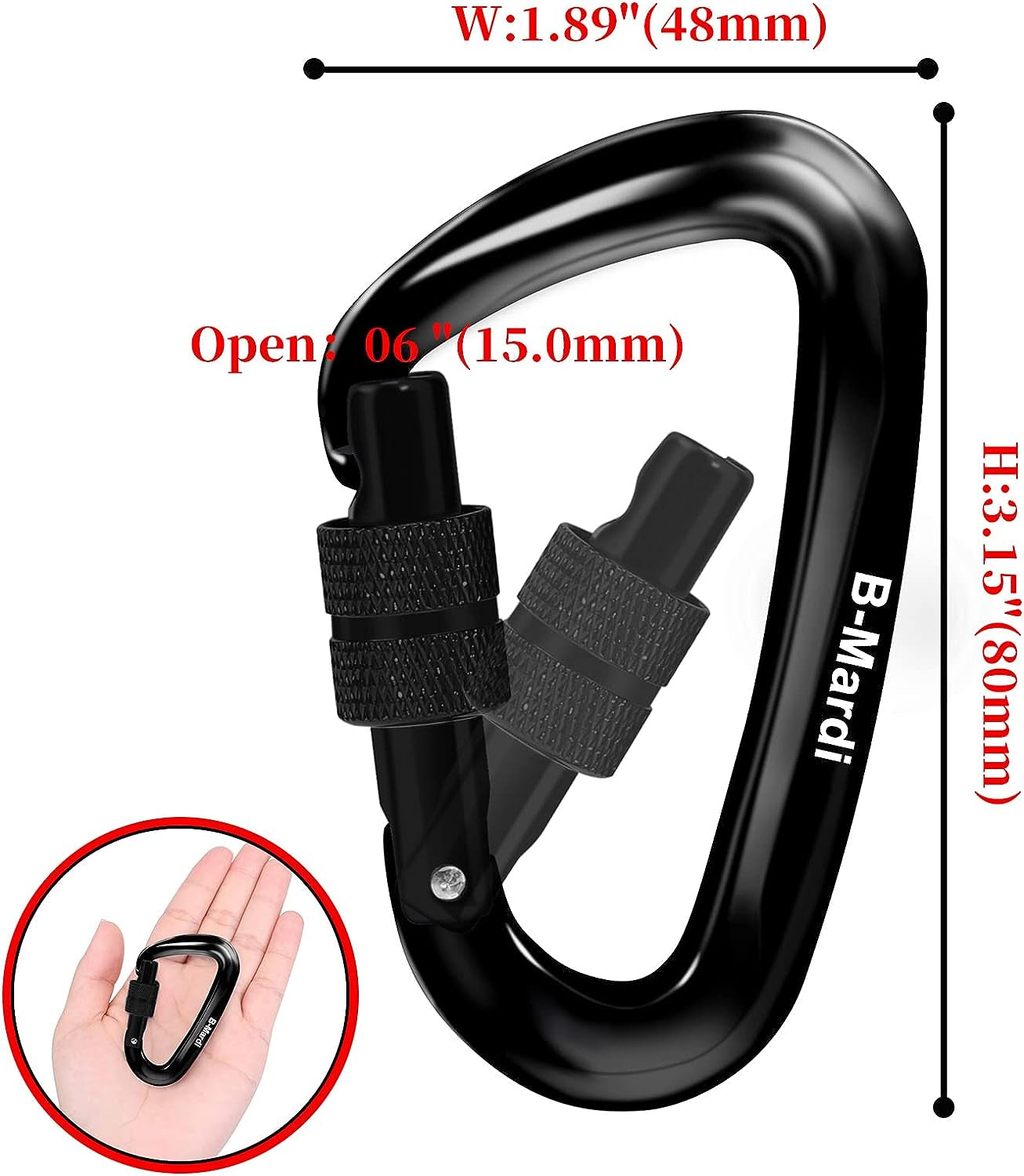 Carabiner Clips Heavy Duty 12Kn (2697 Lbs)-Lightweight Locking Carabiners for Camping, Hiking, Hammock, Dog Leash Harness, Outdoor and Gym Etc, Keychains& Utility